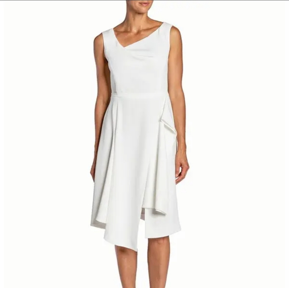 Santorelli Asymmetrical White Dress